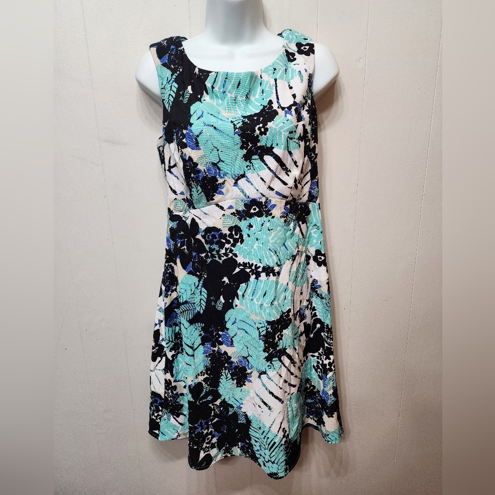 Dressbarn Dress Size 10 Sleeveless Colorful Blue Multicolor‎ Knee Length C468